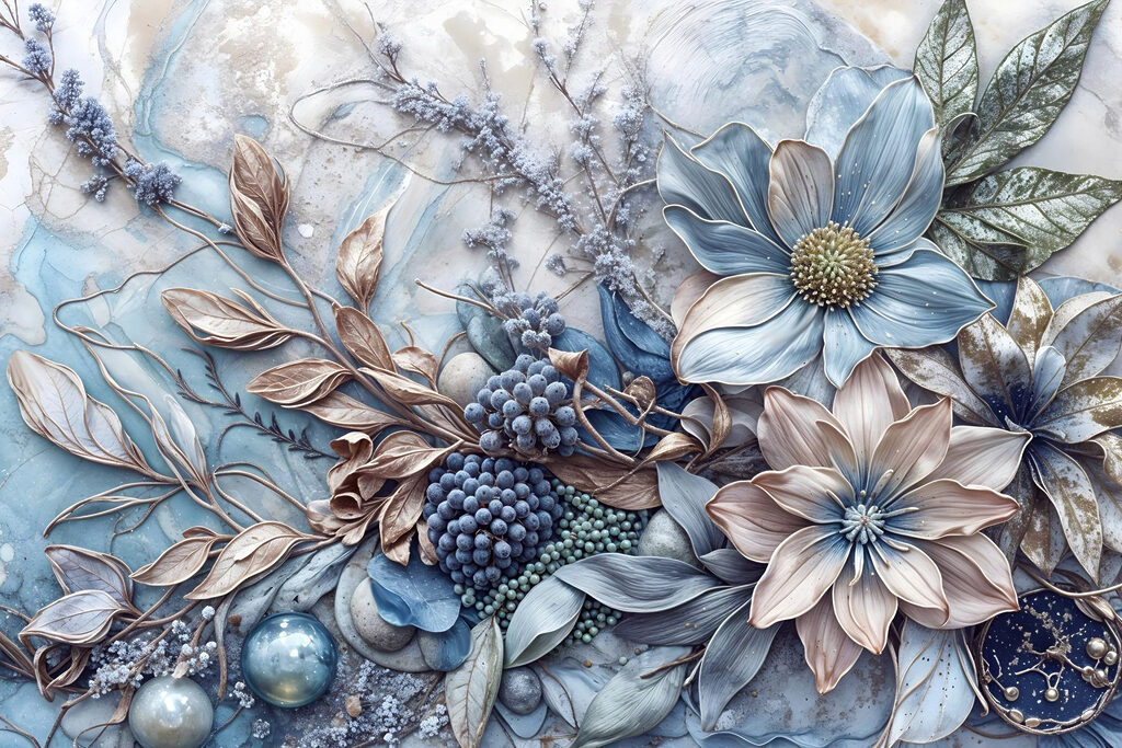 Floral arrangement in cool tones Floral arrangement in cool tones