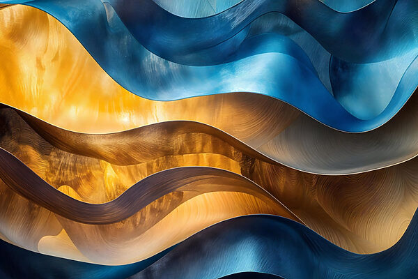 Blue and yellow wavy lines