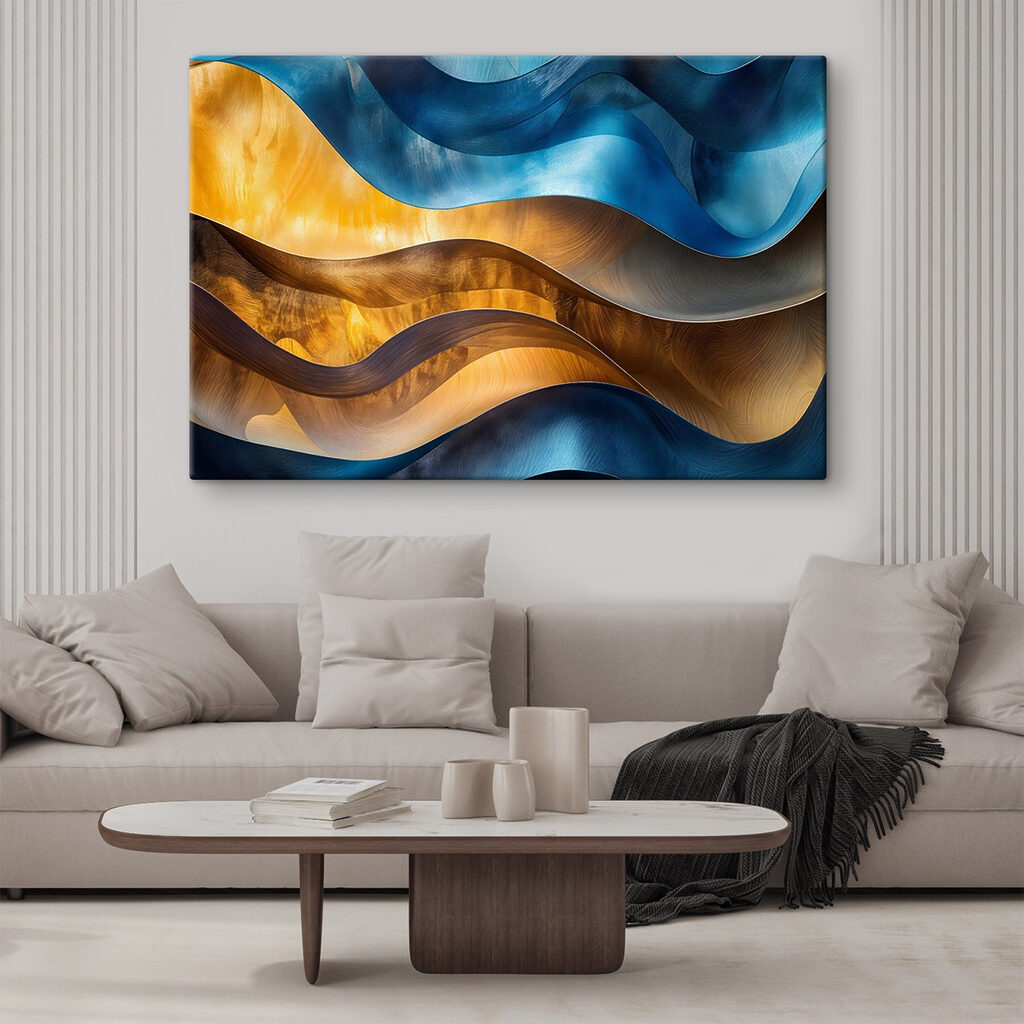 Blue and yellow wavy lines