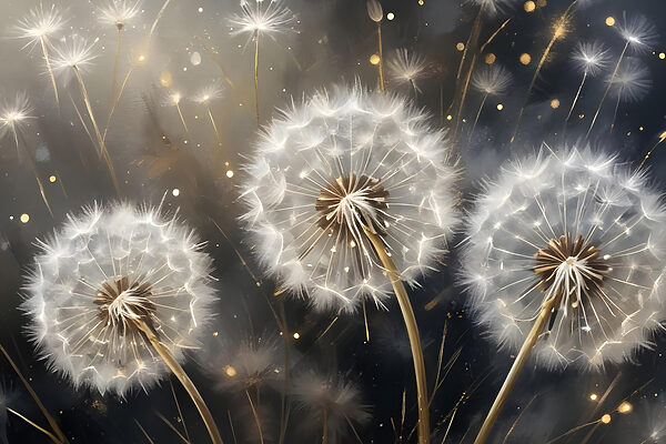 Delicate dandelions in soft light