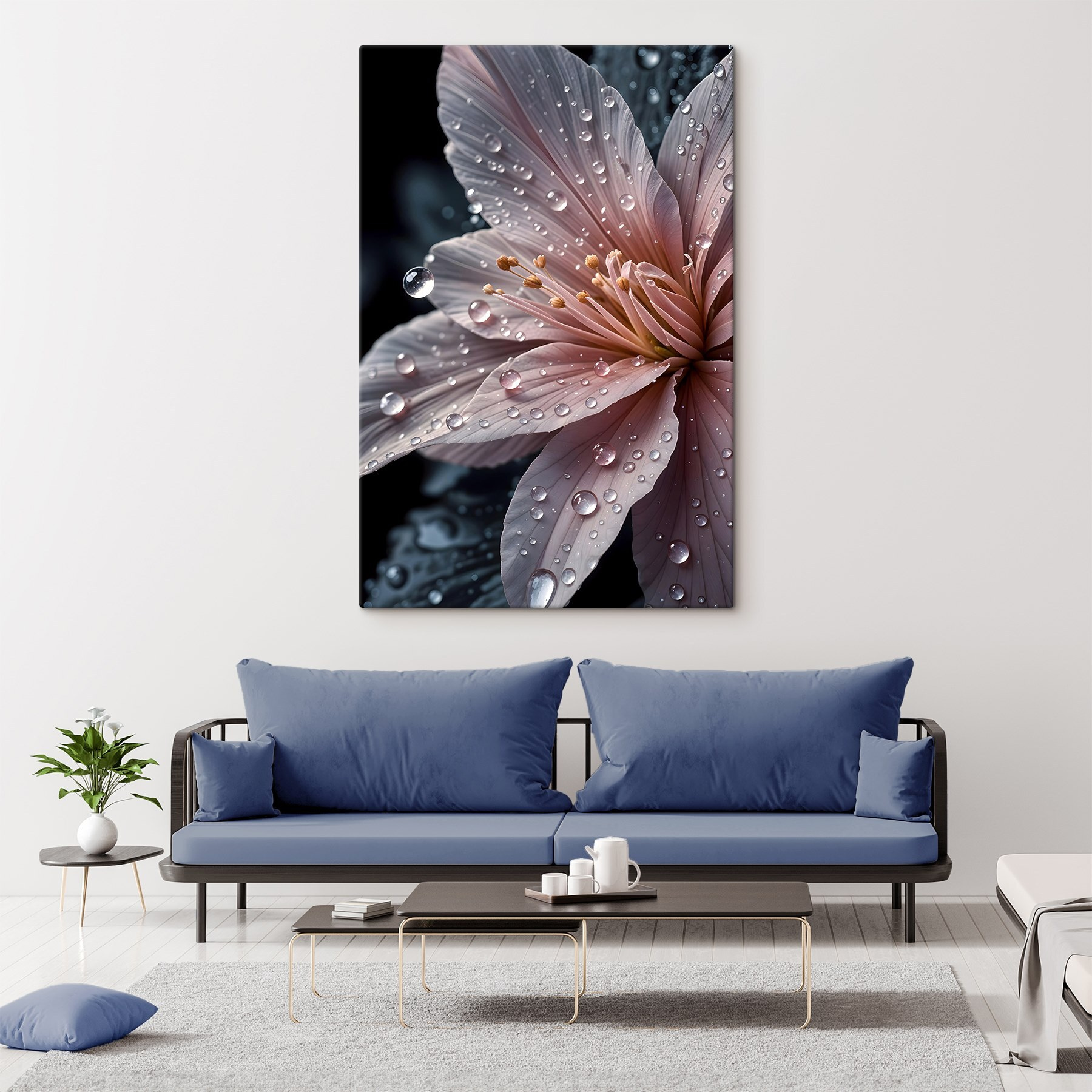 Delicate petals adorned with raindrops Delicate petals adorned with raindrops