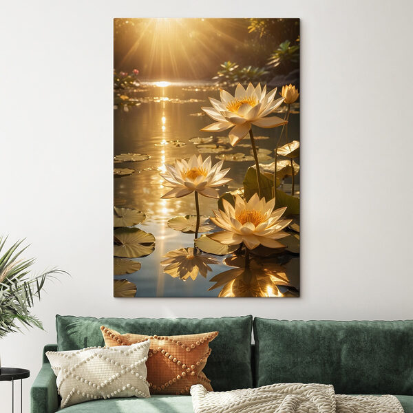 Quadri Quadri Mazzo di fiori bianchi in uno stagno (COD: s42239)