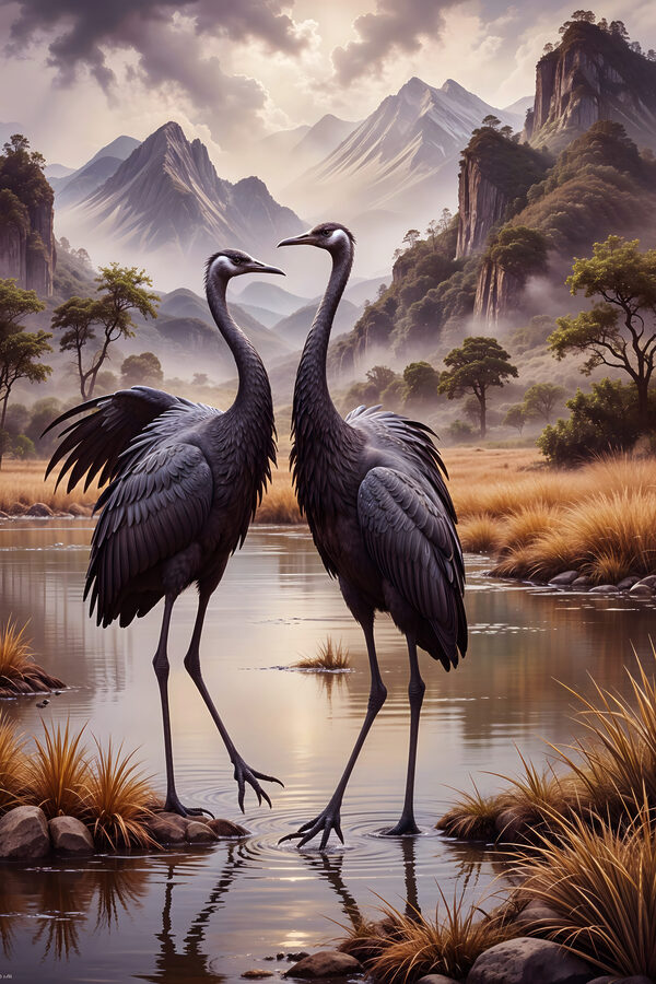 Two birds standing in a river