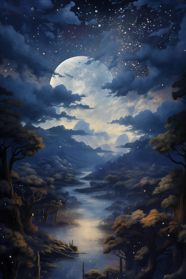 Moon over a river