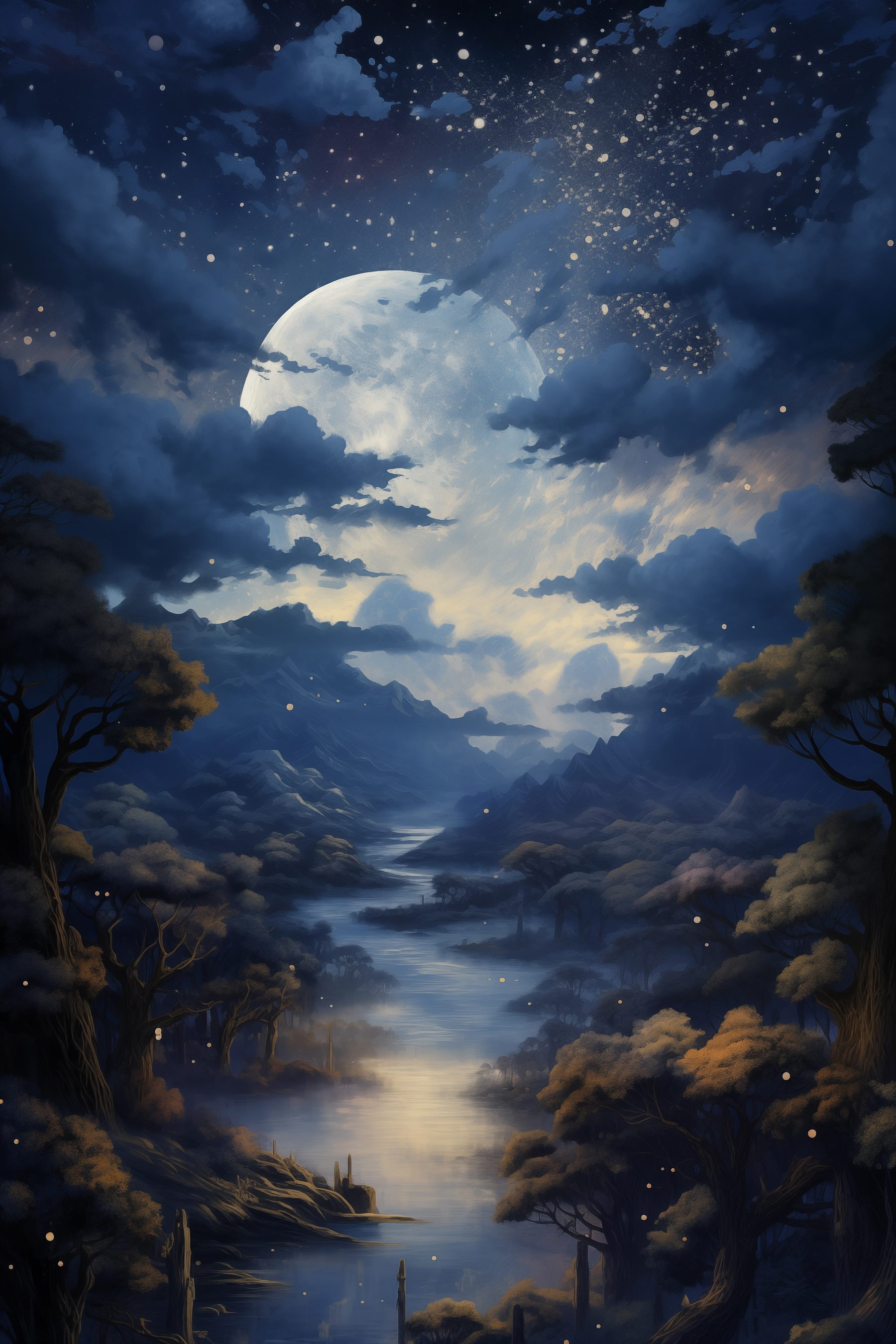 Moon over a river
