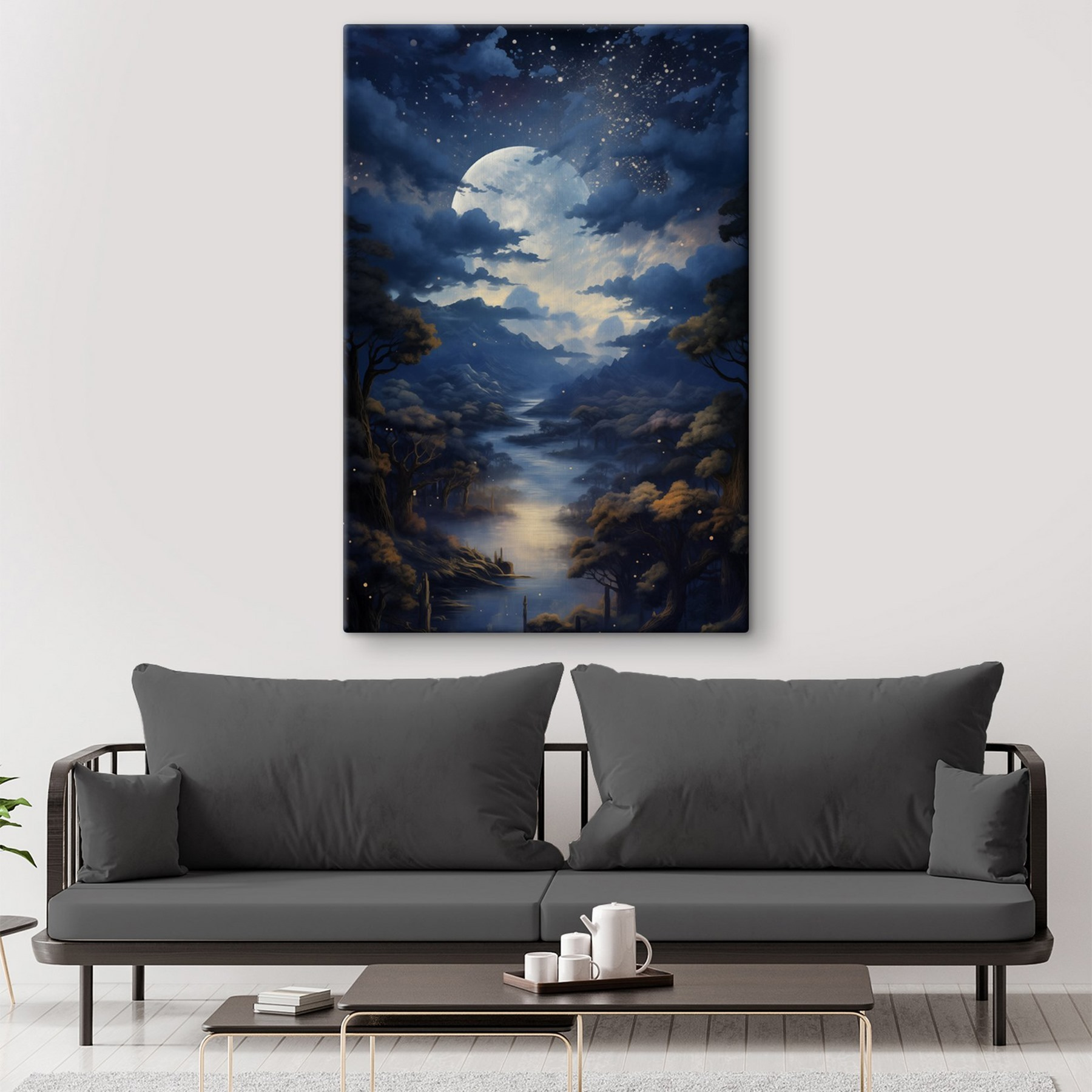 Moon over a river