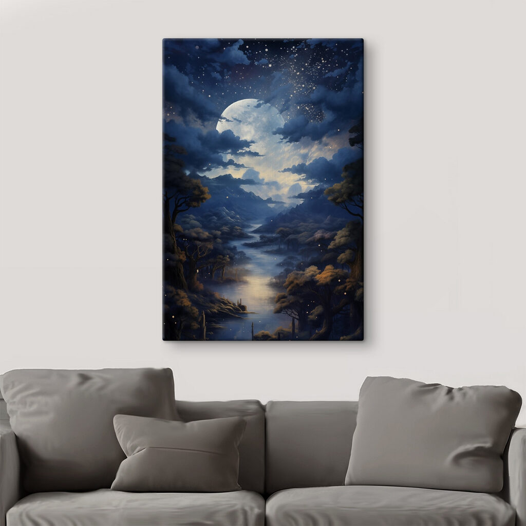 Moon over a river