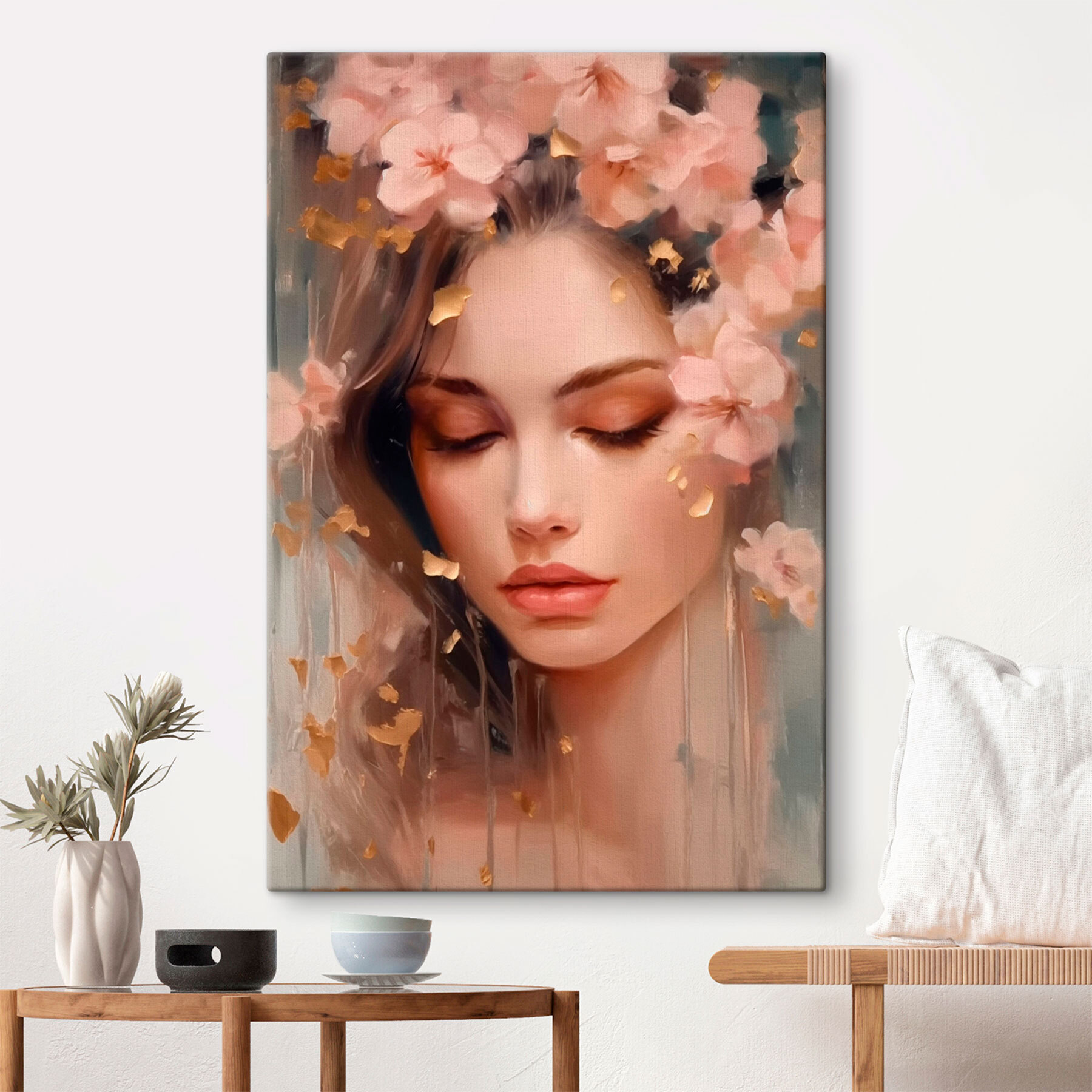 Woman with flowers in her hair Woman with flowers in her hair