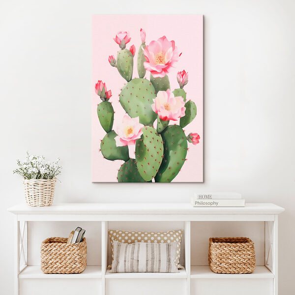 Quadri Quadri Cactus con fiori rosa (COD: s42313)