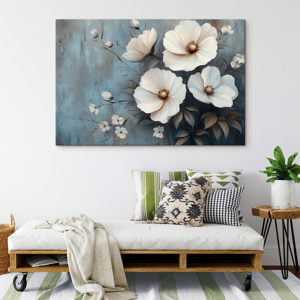 Painting of white flowers Painting of white flowers