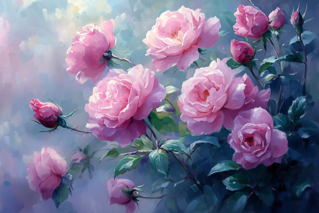 Painting of pink flowers