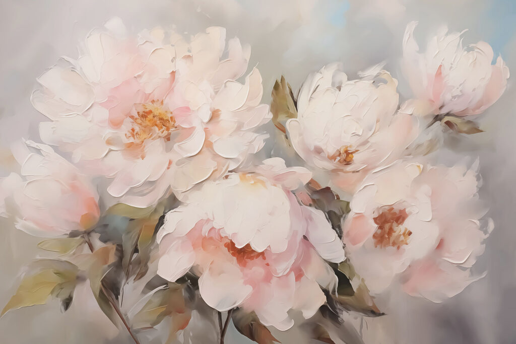 Pittura di fiori su una superficie bianca Pittura di fiori su una superficie bianca