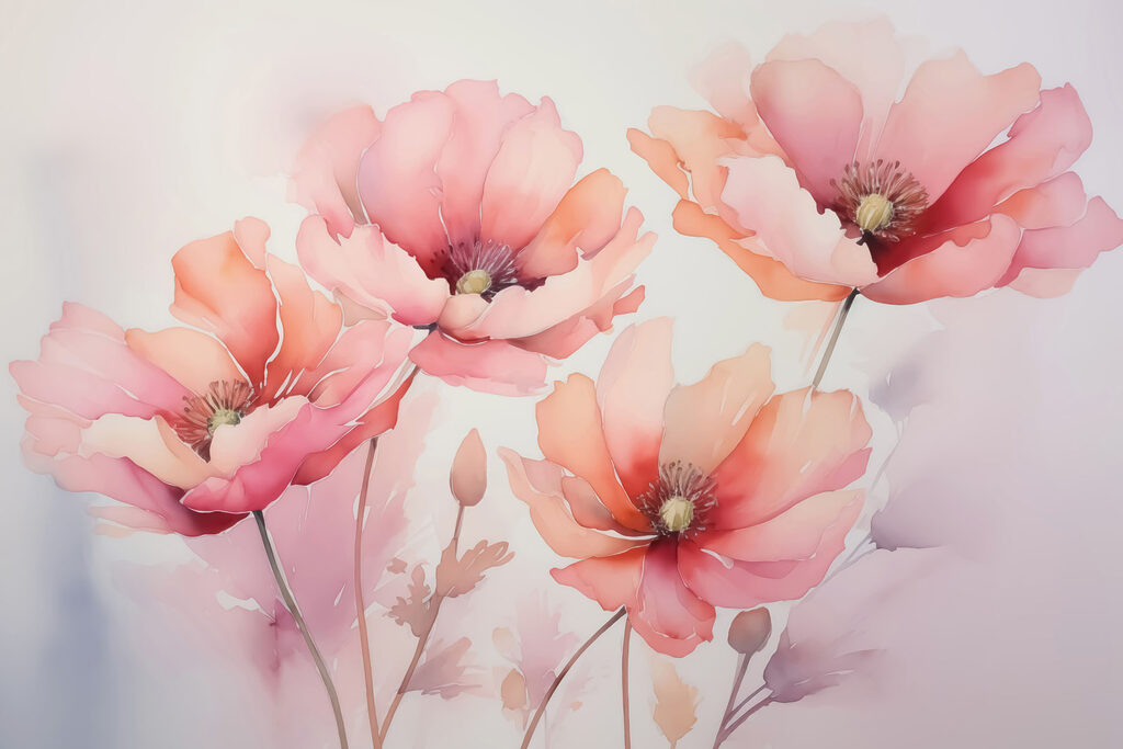 Pittura di fiori su sfondo bianco Pittura di fiori su sfondo bianco