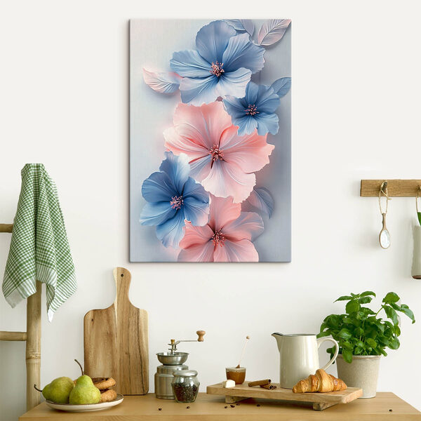 Group of blue and pink flowers