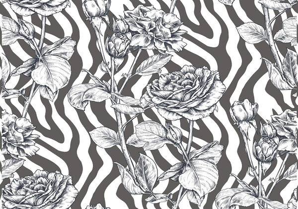 Disegno in bianco e nero di rose Disegno in bianco e nero di rose