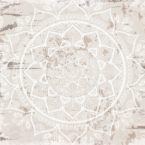 Mandala bianco su superficie marrone Mandala bianco su superficie marrone
