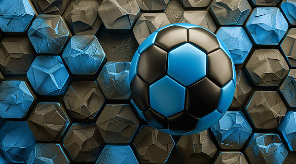 Blue and black football ball