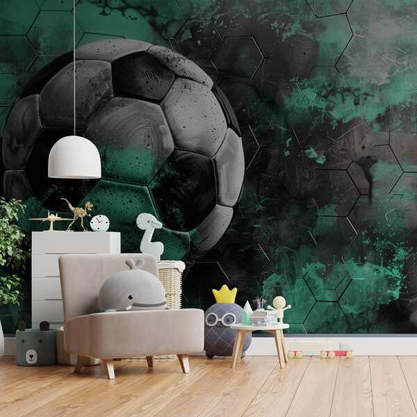 Pallone da calcio su sfondo verde e nero Pallone da calcio su sfondo verde e nero