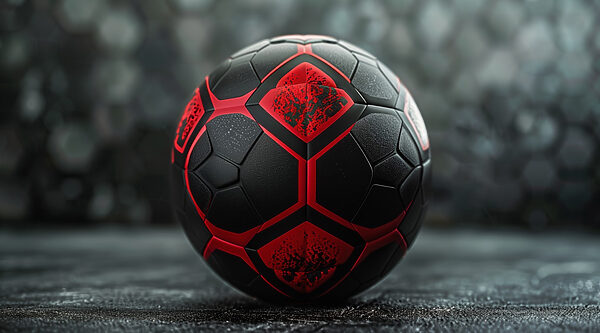 Pallone da calcio dinamico nero e rosso Pallone da calcio dinamico nero e rosso