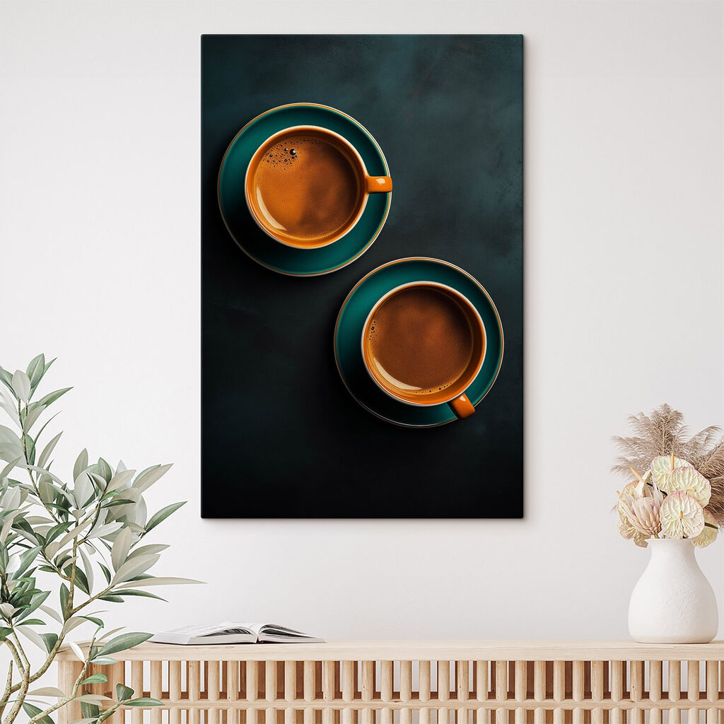Two cups of coffee on saucers Two cups of coffee on saucers