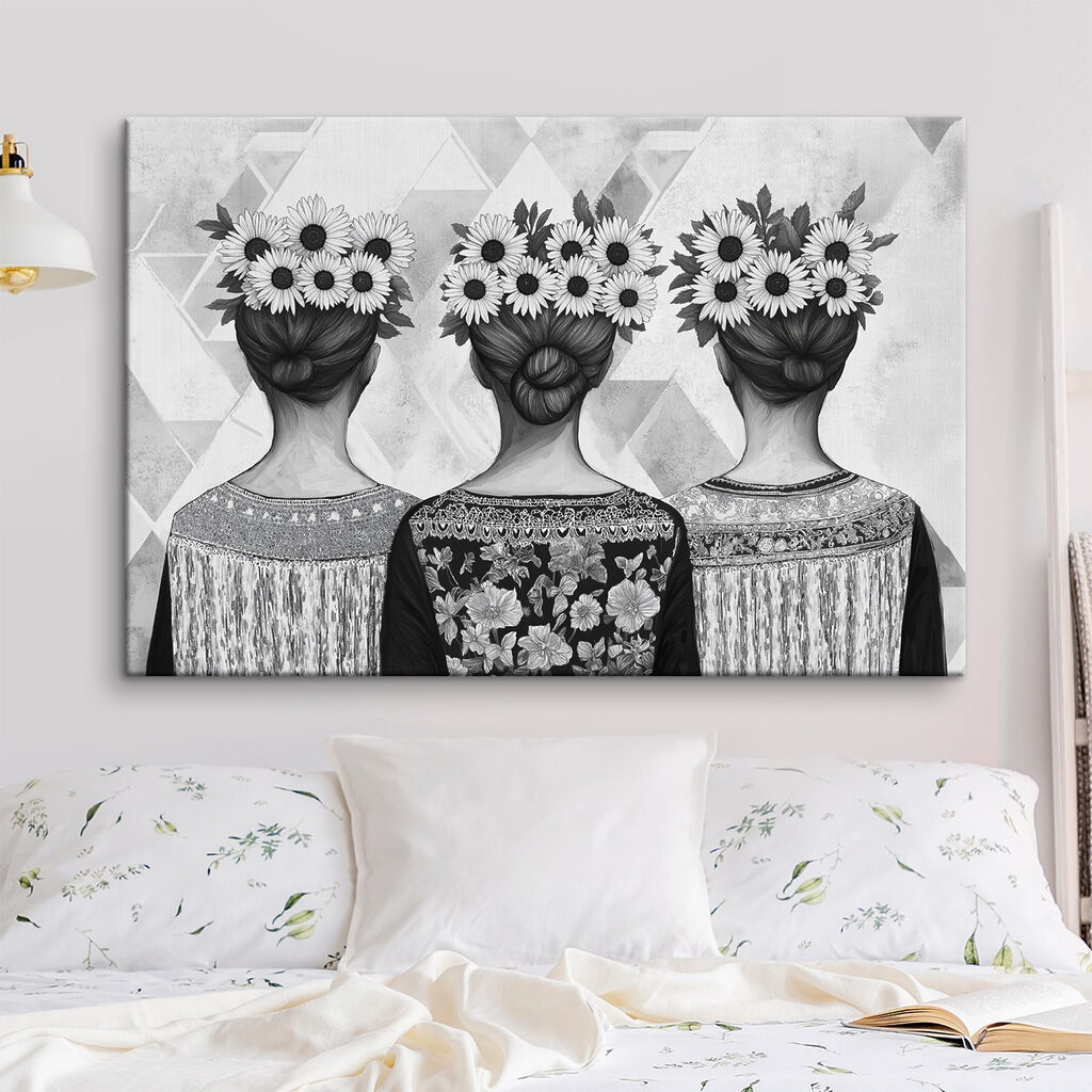 Group of women with flowers in their hair Group of women with flowers in their hair