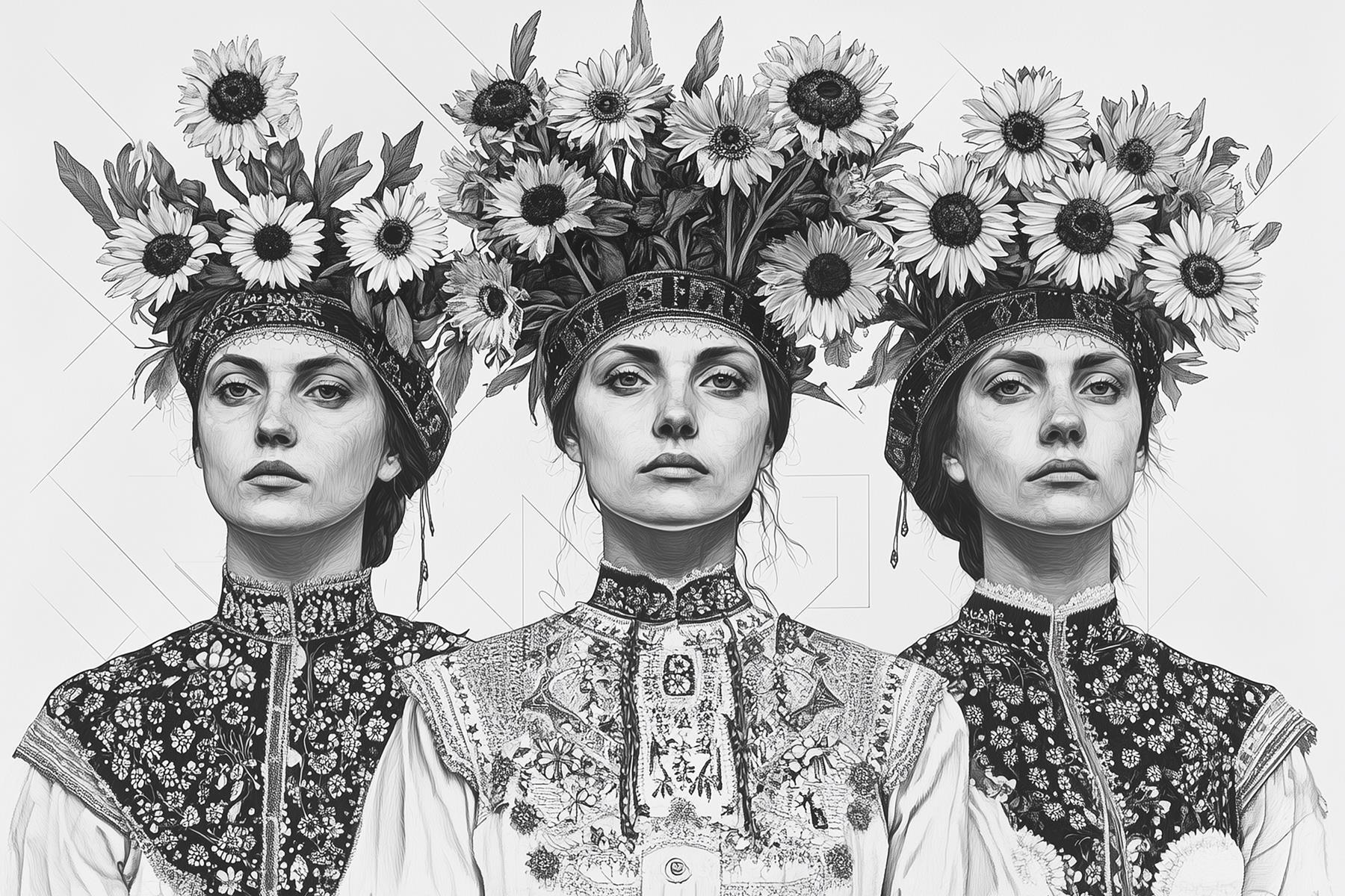 Group of women with flowers on their head