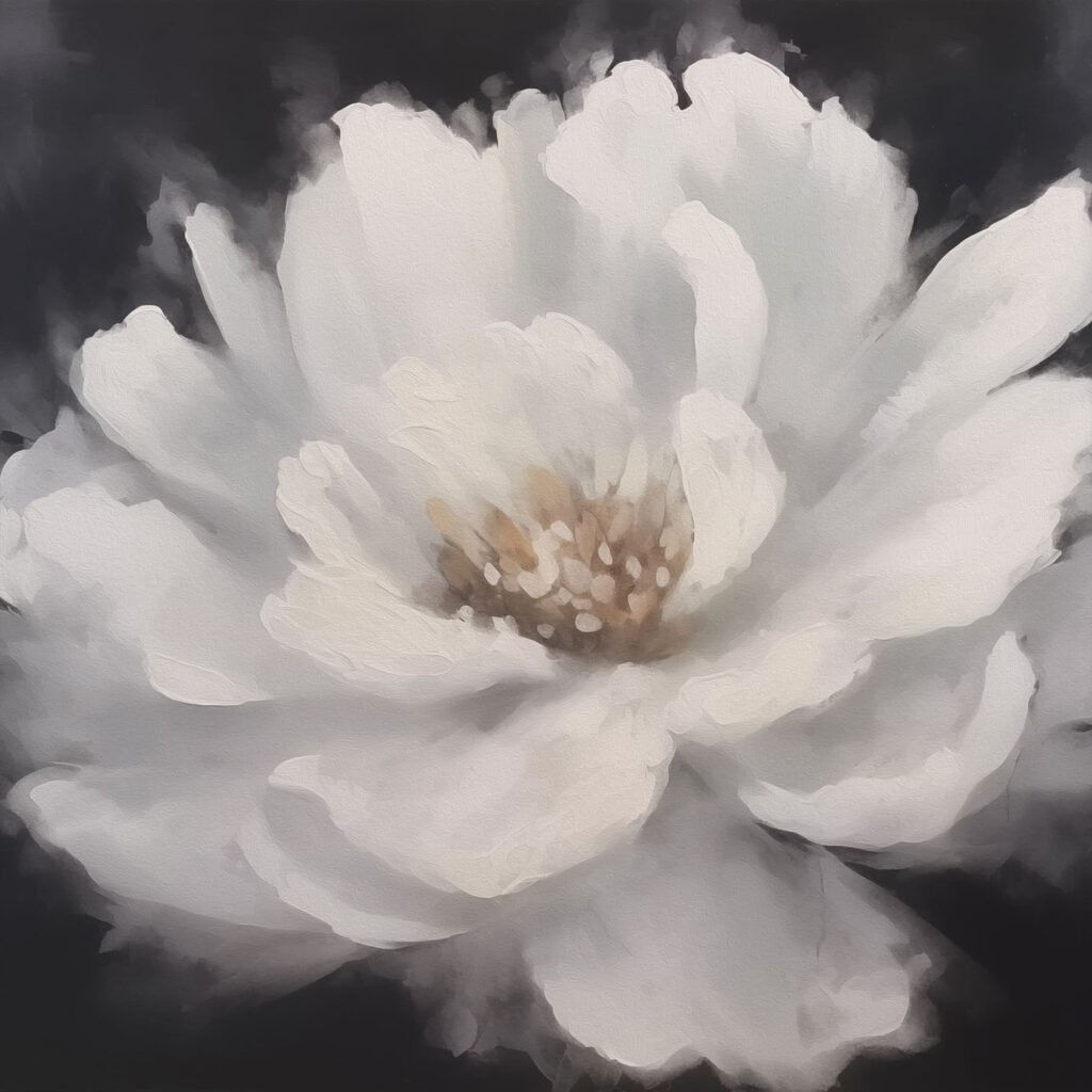 White flower with yellow center