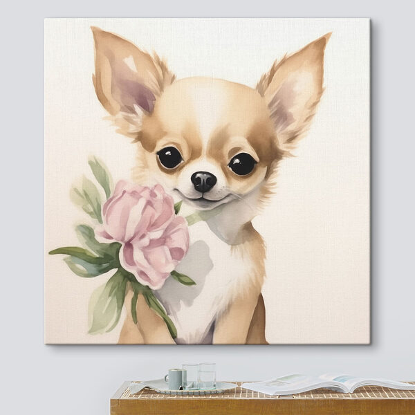 Quadri Quadri Dipinto raffigurante un cane con un fiore in bocca (COD: s42341)