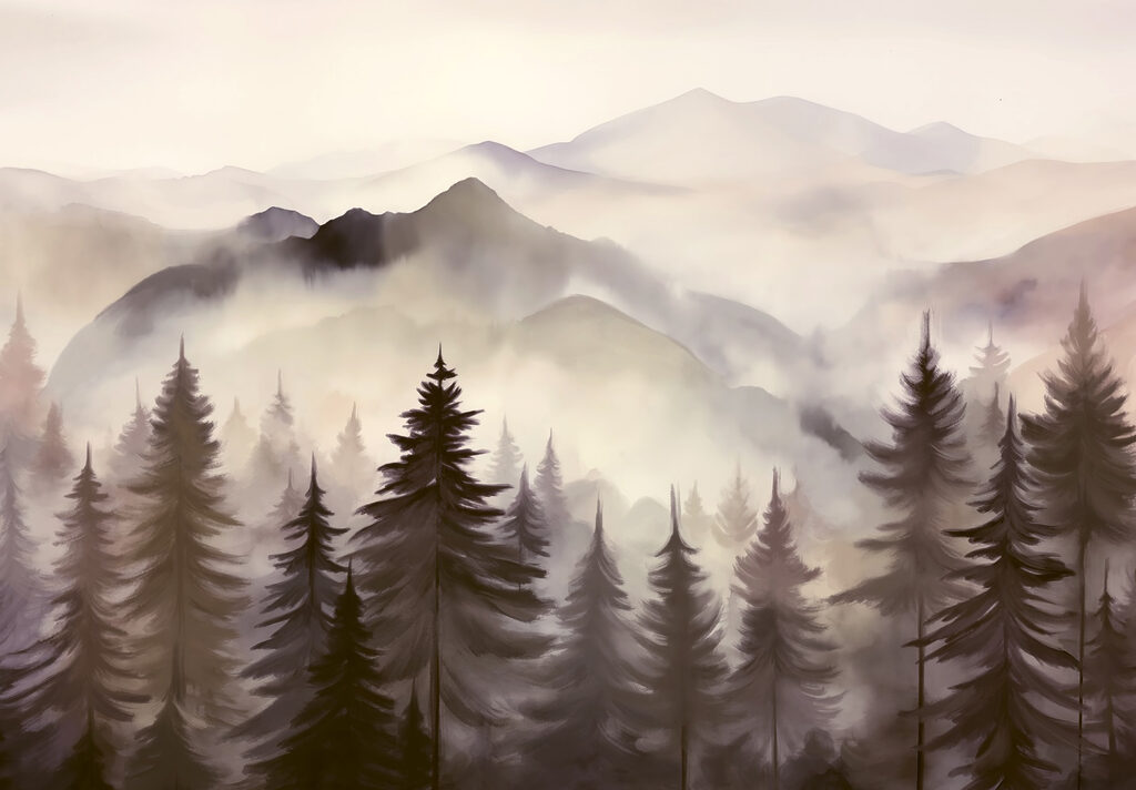Paesaggio di montagne e alberi Paesaggio di montagne e alberi