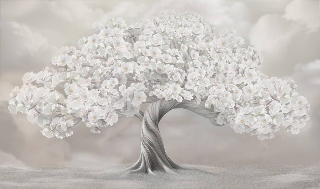 Albero con fiori bianchi Albero con fiori bianchi