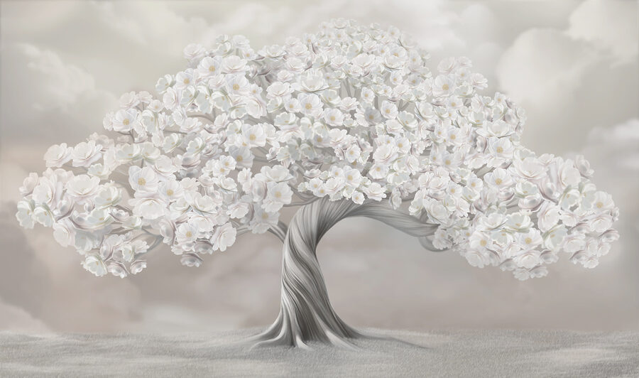 Albero con fiori bianchi