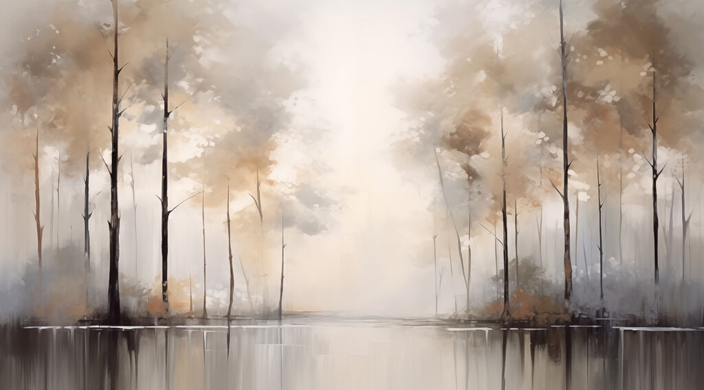 Pittura di alberi e acqua Pittura di alberi e acqua