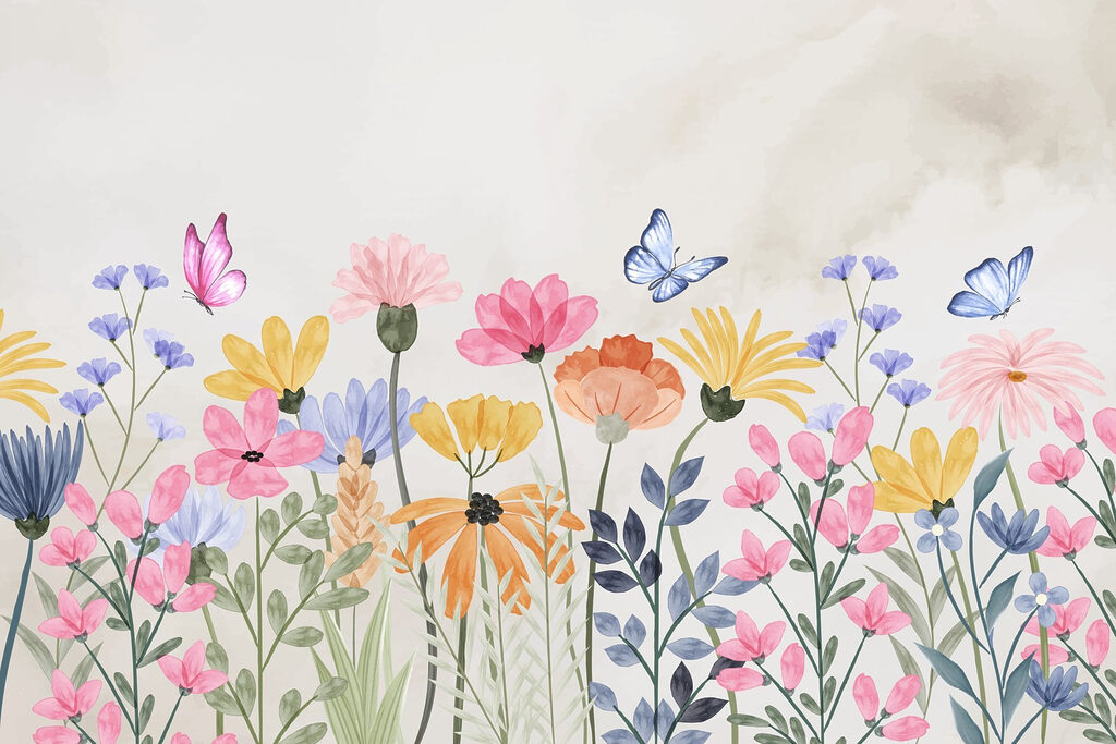 Pittura di fiori e farfalle Pittura di fiori e farfalle