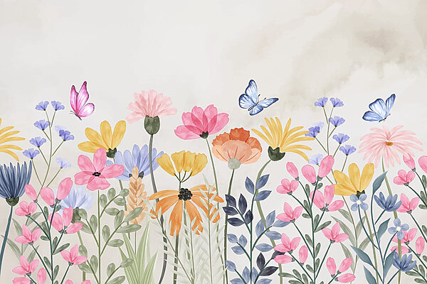 Pittura di fiori e farfalle Pittura di fiori e farfalle