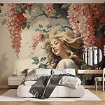 Carta da parati Donna su un albero con fiori