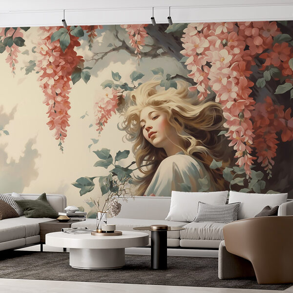 Donna su un albero con fiori Donna su un albero con fiori