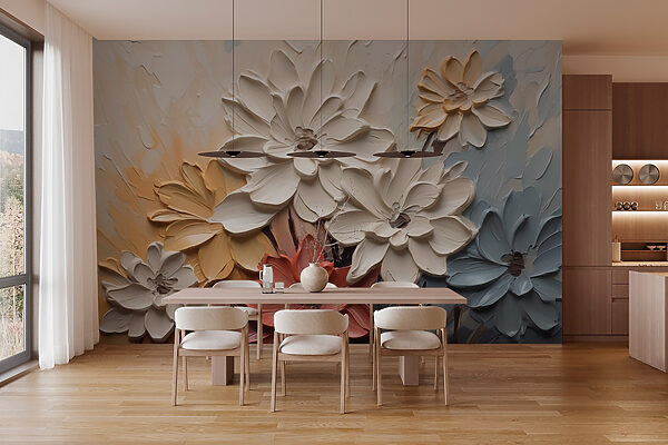 Pittura di fiori su una parete Pittura di fiori su una parete