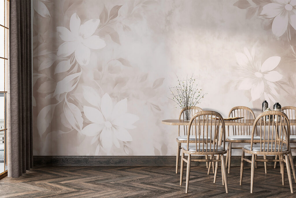 White and gray floral pattern