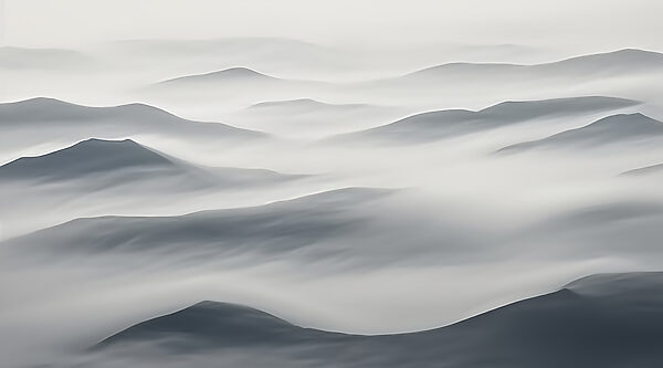 Paesaggio nebbioso con colline Paesaggio nebbioso con colline