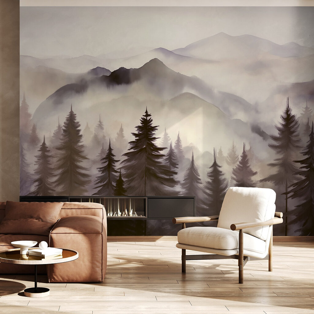 Landscape of mountains and trees