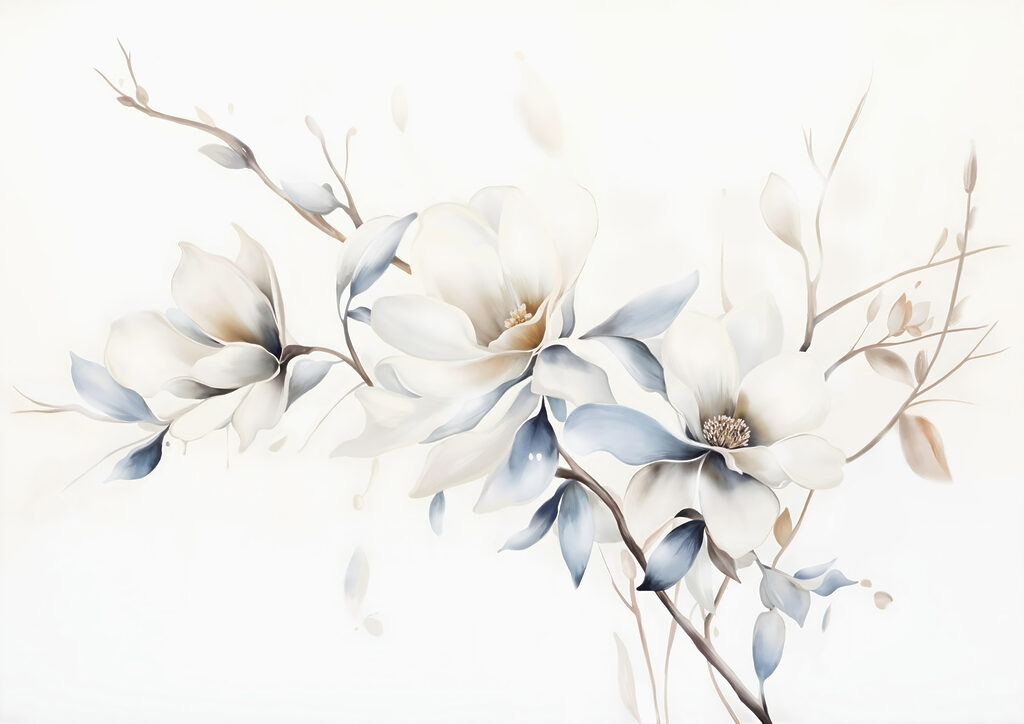 Pittura di fiori su sfondo bianco Pittura di fiori su sfondo bianco