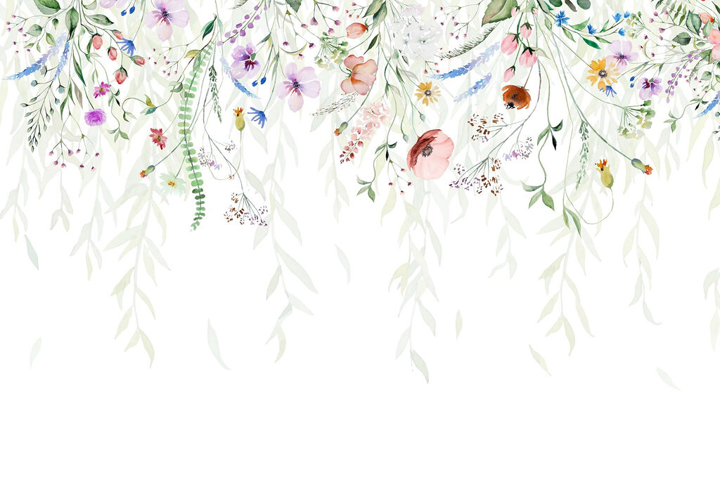 Pittura ad acquerello di fiori e foglie Pittura ad acquerello di fiori e foglie