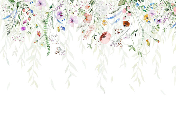 Pittura ad acquerello di fiori e foglie Pittura ad acquerello di fiori e foglie