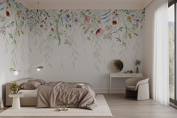 Pittura ad acquerello di fiori e foglie Pittura ad acquerello di fiori e foglie