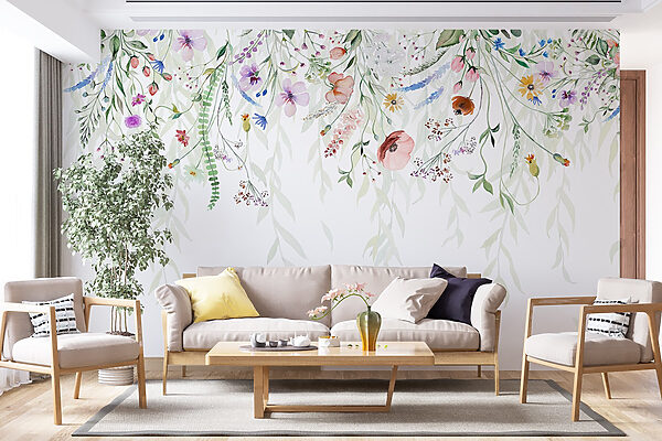 Pittura ad acquerello di fiori e foglie Pittura ad acquerello di fiori e foglie