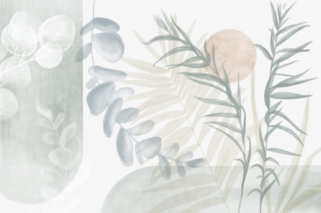 Illustrazione botanica serena in toni tenui Illustrazione botanica serena in toni tenui