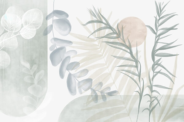 Illustrazione botanica serena in toni tenui Illustrazione botanica serena in toni tenui