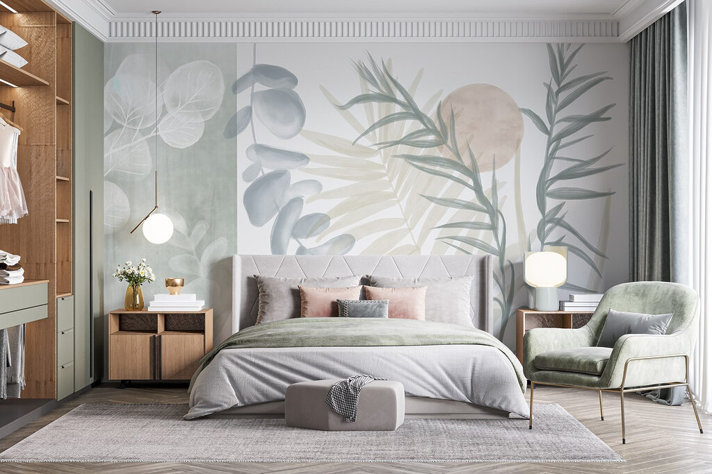 Serene botanical illustration in soft tones