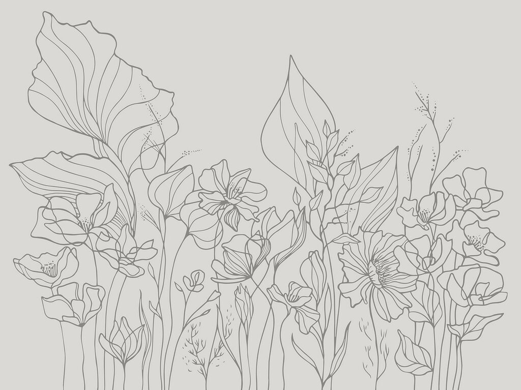 Disegno lineare di fiori Disegno lineare di fiori