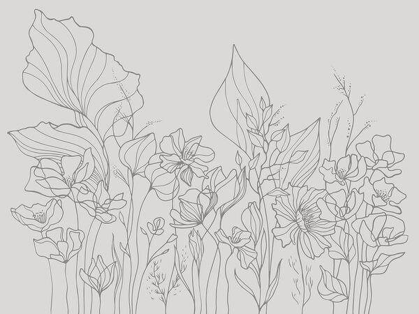 Disegno lineare di fiori Disegno lineare di fiori